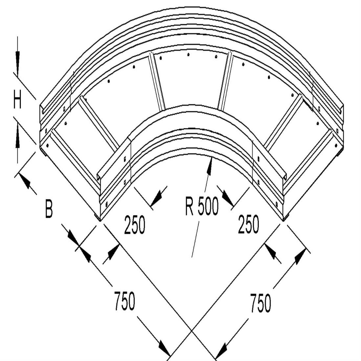 Niedax kabelgoot WRBR bocht 90 graden staal 150x400mm (127014)