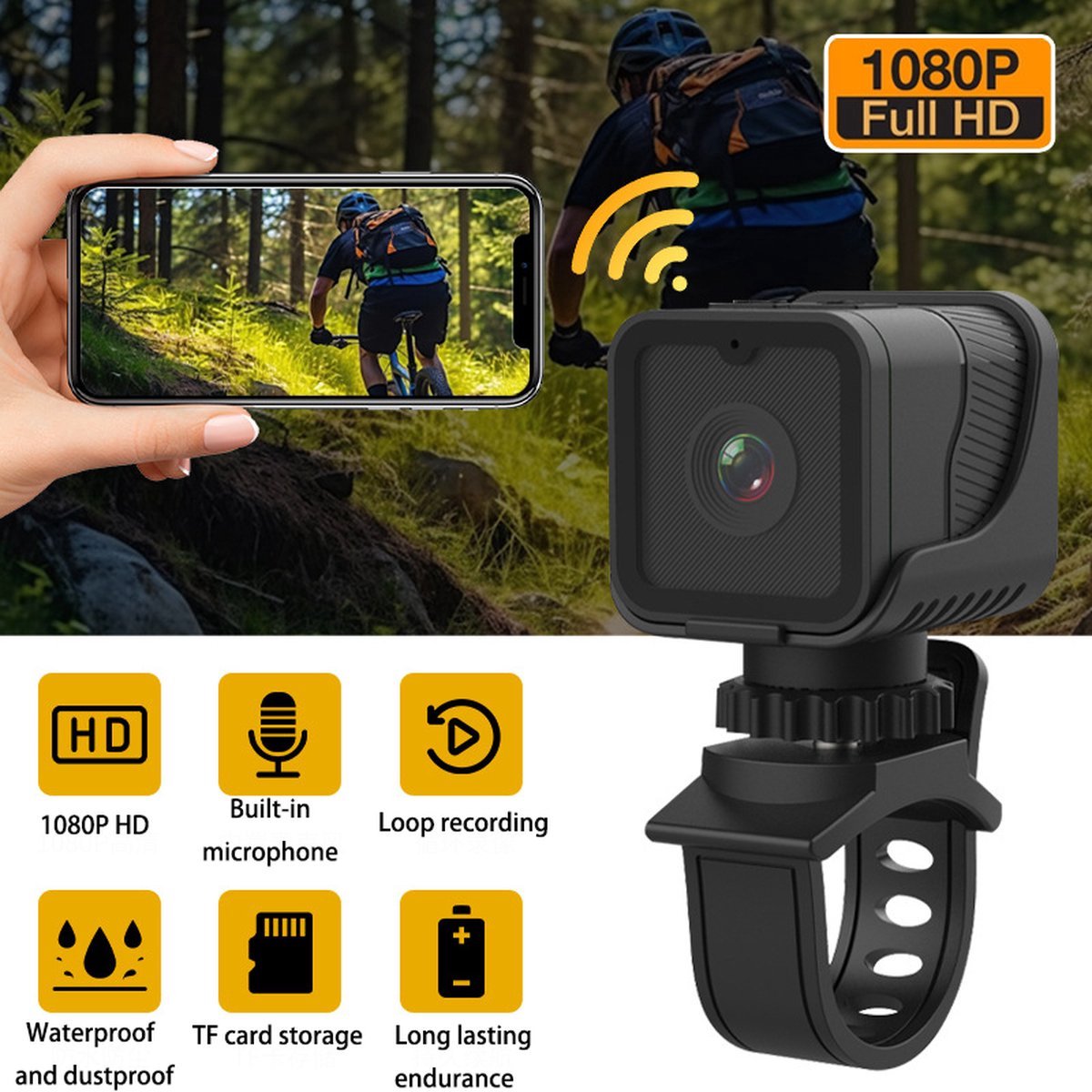 Mini Camera - Actiecamera - Draagbare camera 1080P - Lens Waterdichte camera Cams - WiFi HD Minicamera - voor thuisbewaker Elektrische fietsen motorfietsen