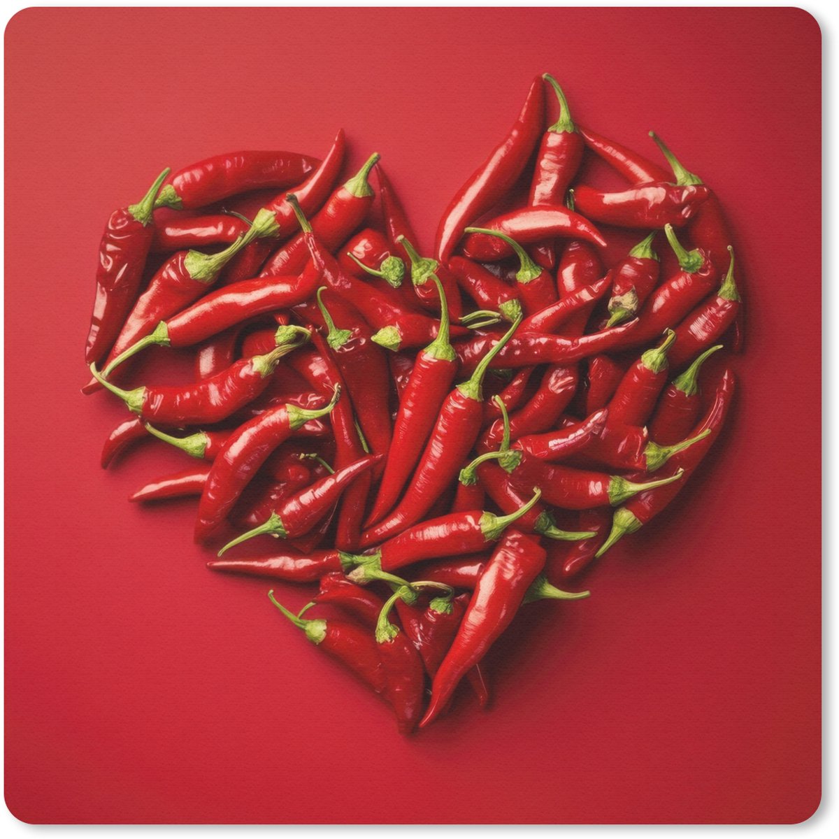 Muismat 30x30 cm - Mousepad Pepers - Rood - Hart - Muismatten
