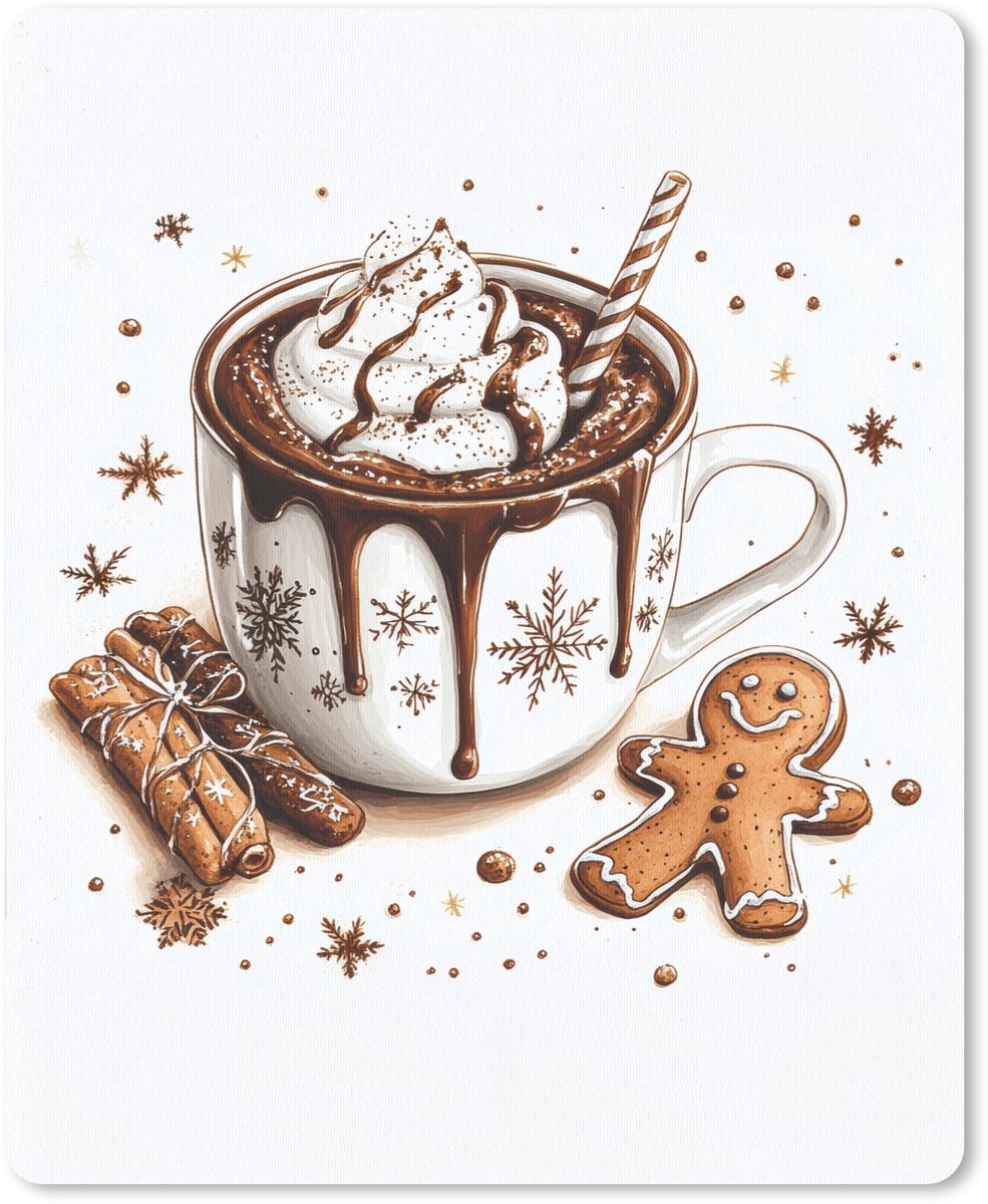 Muismat 19x23 cm - Mousepad Chocomel - Decoratie - Koek - Winter - Kerst - Muismatten
