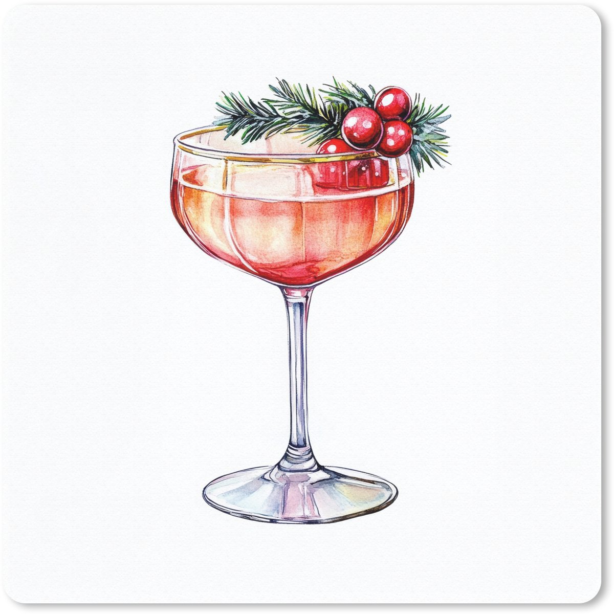 Muismat 30x30 cm - Mousepad Cocktail - Feest - Winter - Decoratie - Muismatten