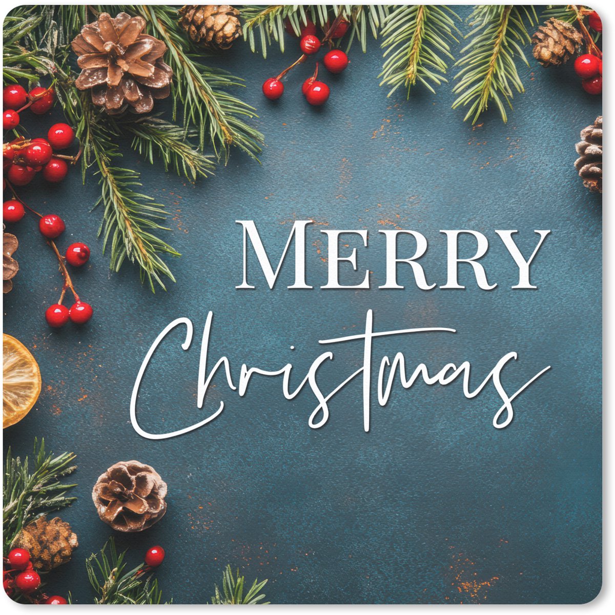 Muismat 30x30 cm - Mousepad Merry Christmas - Blauw - Kerst - Winter - Muismatten