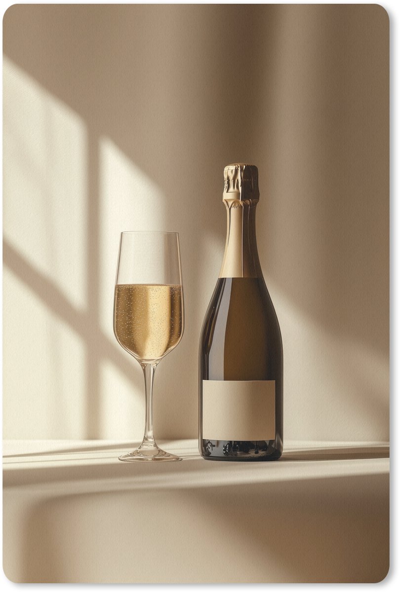 Muismat 18x27 cm - Mousepad Champagne - Beige - Schaduw - Bubbels - Muismatten