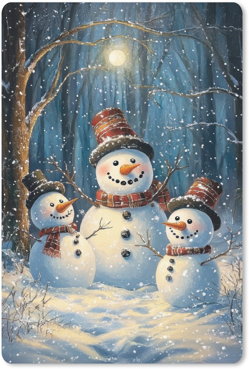 Muismat 18x27 cm - Mousepad Sneeuwpop - Sneeuw - Winter - Bos - Muismatten