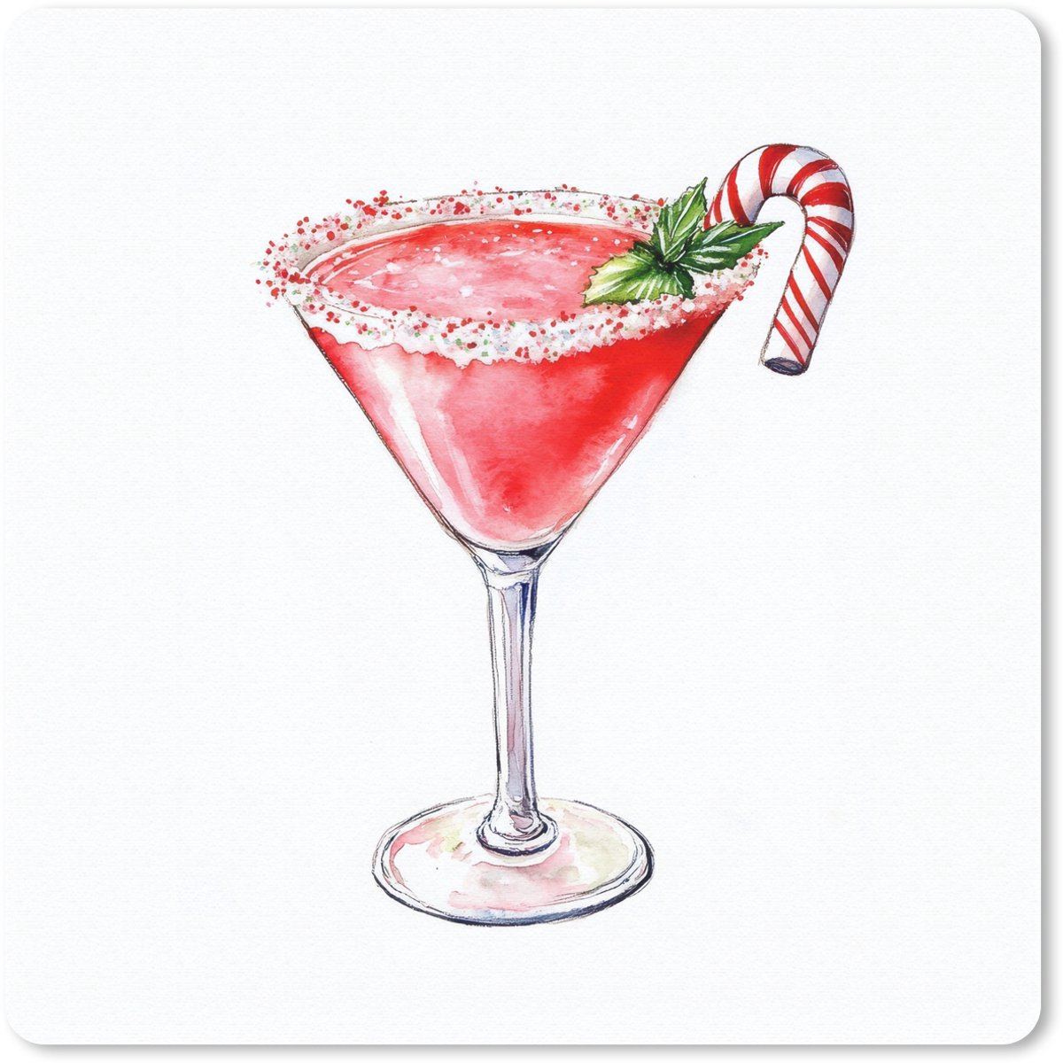 Muismat 20x20 cm - Mousepad Cocktail - Drank - Winter - Kunst - Muismatten