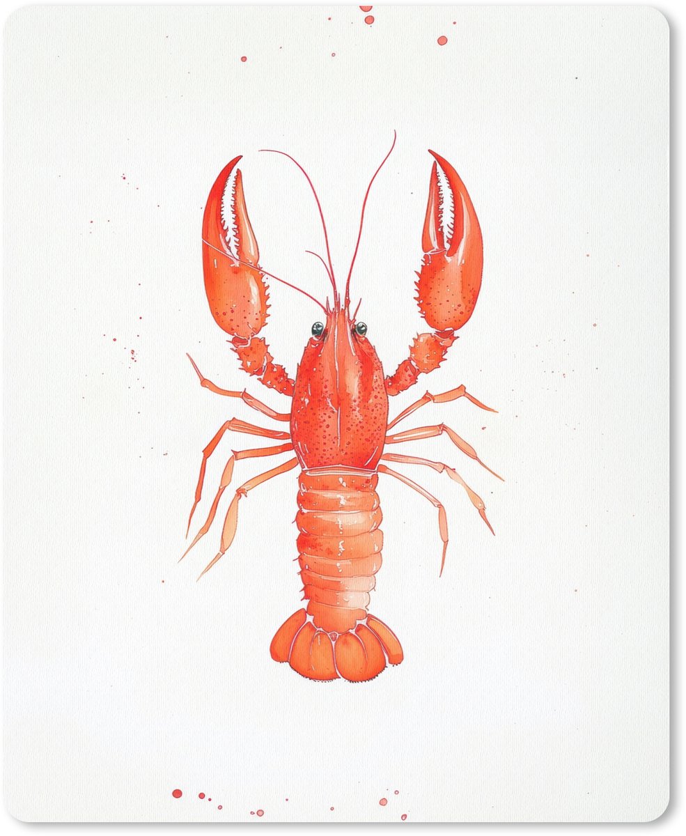 Muismat 19x23 cm - Mousepad Kreeft - Waterverf - Aquarel - Oranje - Muismatten