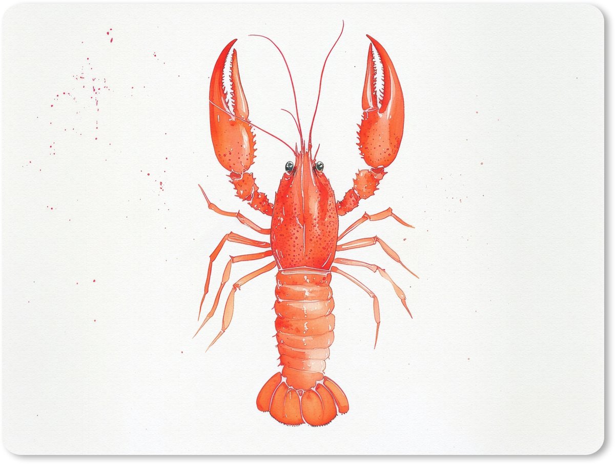 Muismat 23x19 cm - Mousepad Kreeft - Waterverf - Aquarel - Oranje - Muismatten