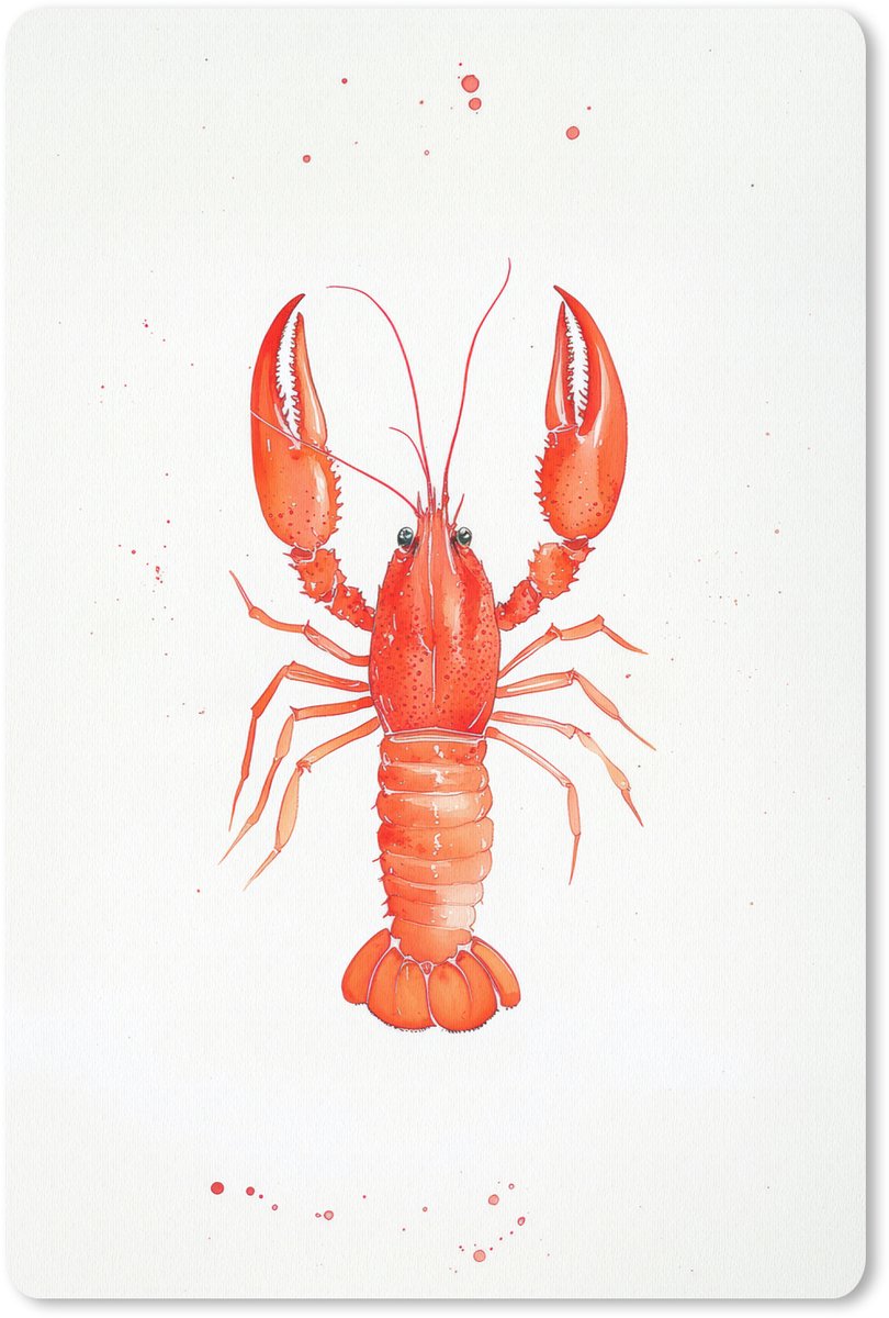 Muismat 18x27 cm - Mousepad Kreeft - Waterverf - Aquarel - Oranje - Muismatten