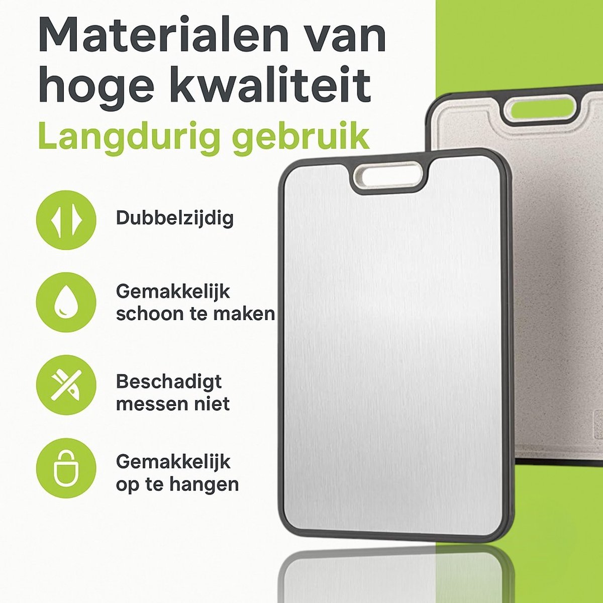 Titanium Cutting Board - Duurzaam, Hygiënisch & Mesvriendelijk - LangHe