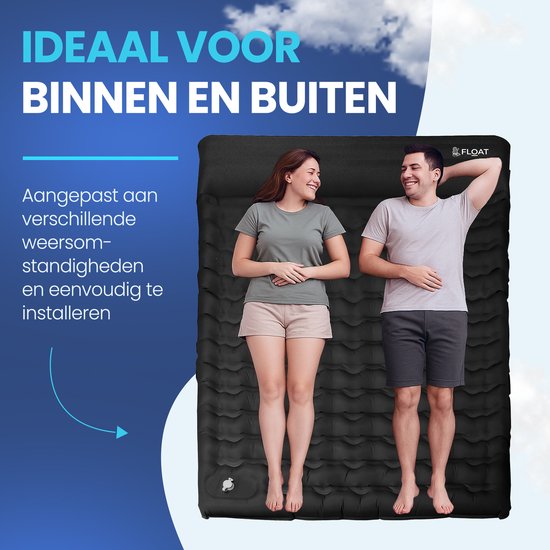 FLOAT Nomadic - 2 Persoons slaapmatje met voetpomp - Stevig en licht luchtbed voor de camping - 200x140x12 cm luchtmatras - Zelfopblazende slaapmat - Zwart van Merkloos — afbeelding 5