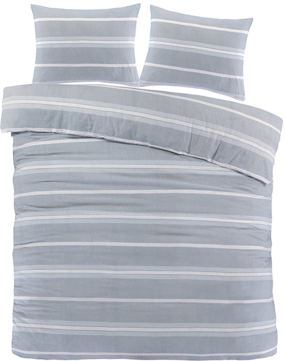 Flanel Dekbedovertrek Bregenz Blauw-2-persoons (200 x 200/220 cm)