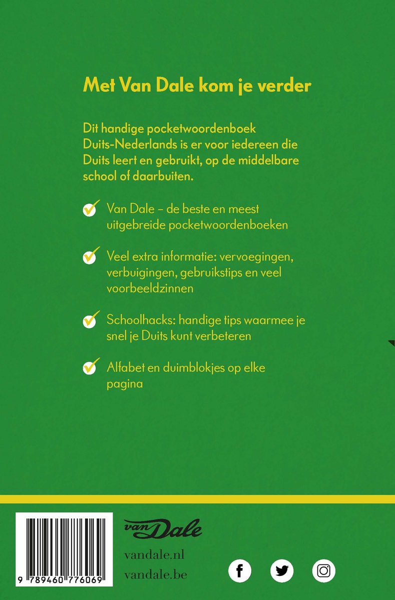 Van Dale Pocketwoordenboek Duits-Nederlands - back cover