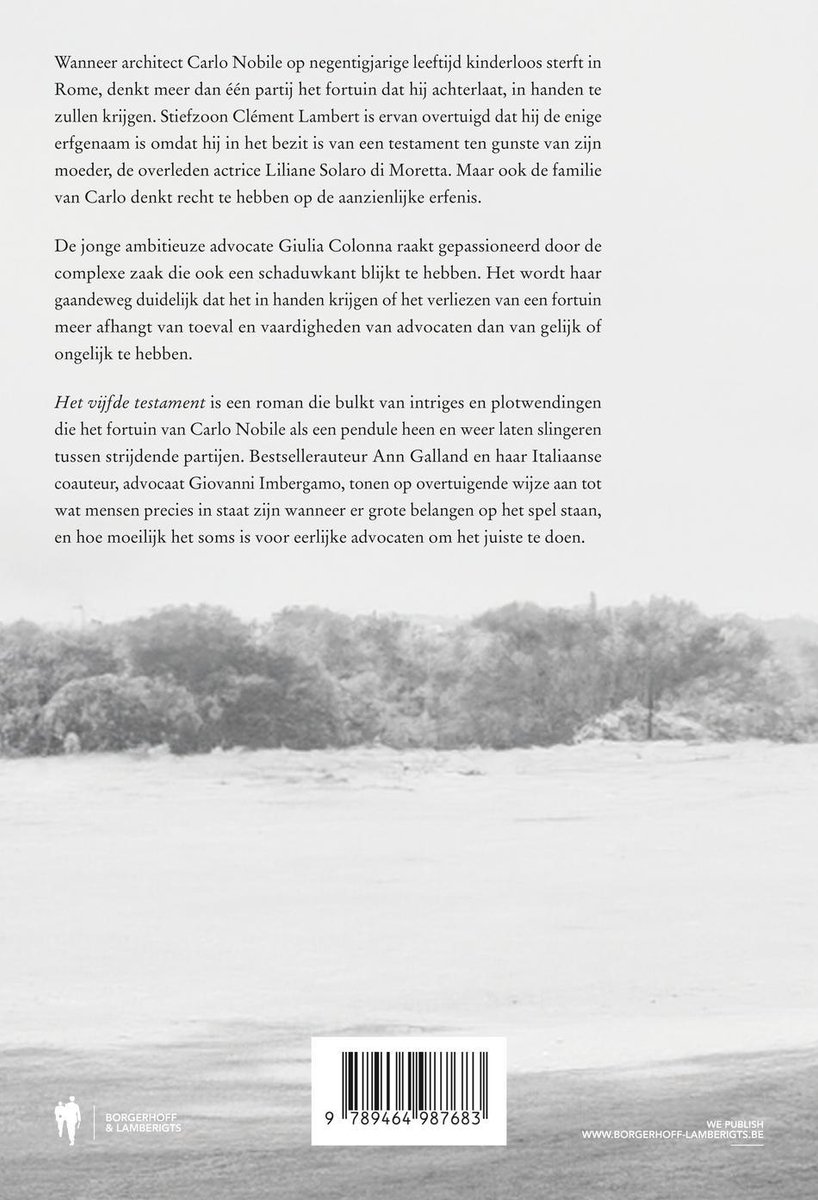 Het vijfde testament - back cover