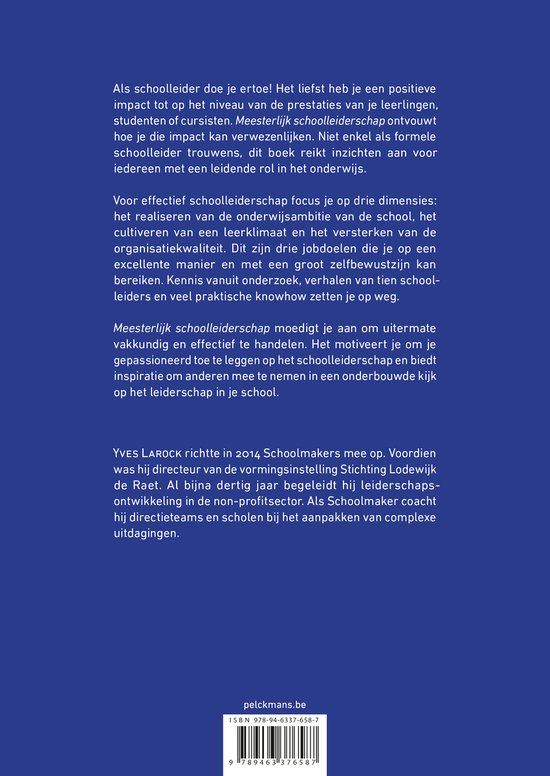 Boek met tekst 'Meesterlijk schoolleiderschap' en ISBN.