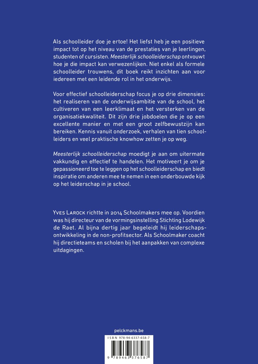 Boek met tekst 'Meesterlijk schoolleiderschap' en ISBN.