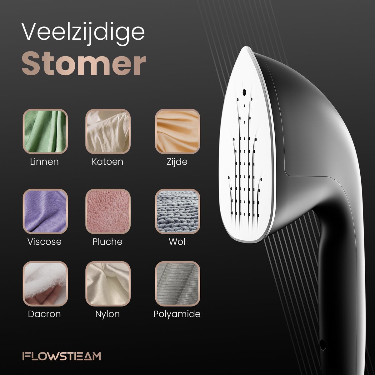 FLOWSTEAM® PRO Kledingstomer - Handstomer - Stoomreiniger - Stoomapparaat Kleding - 150 Minuten Stomen - 2.5M Snoer - Zwart — cadeau in Wonen & Interieur - foto 7