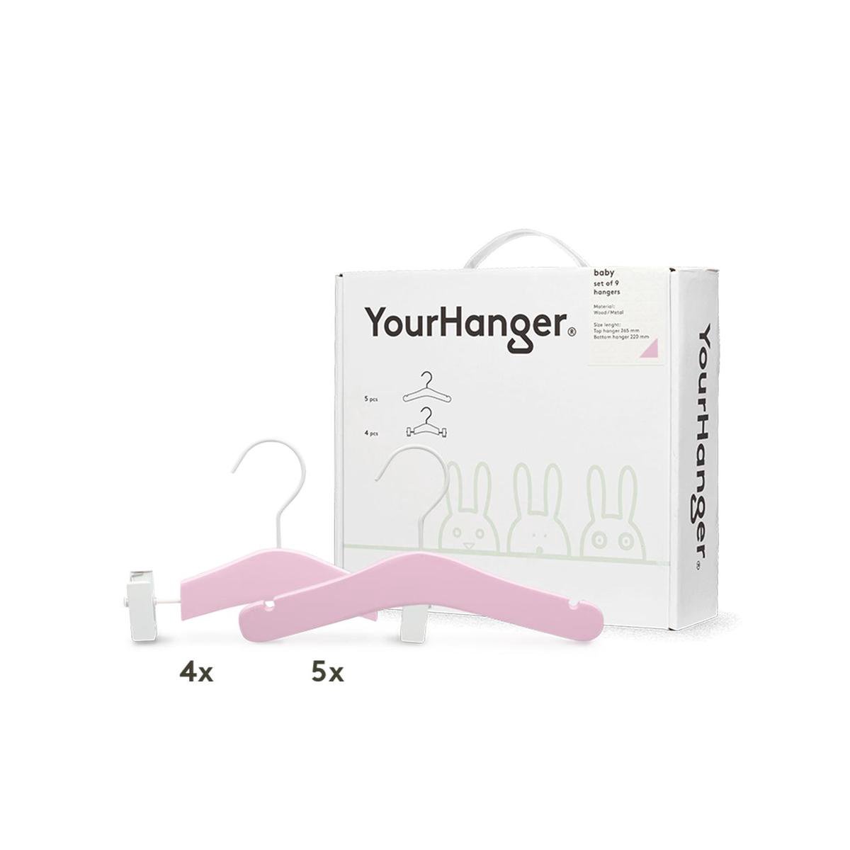 YourHanger - baby hangers - kledinghangers - Hout hanger - Roze hangers box roze - 9 stuks