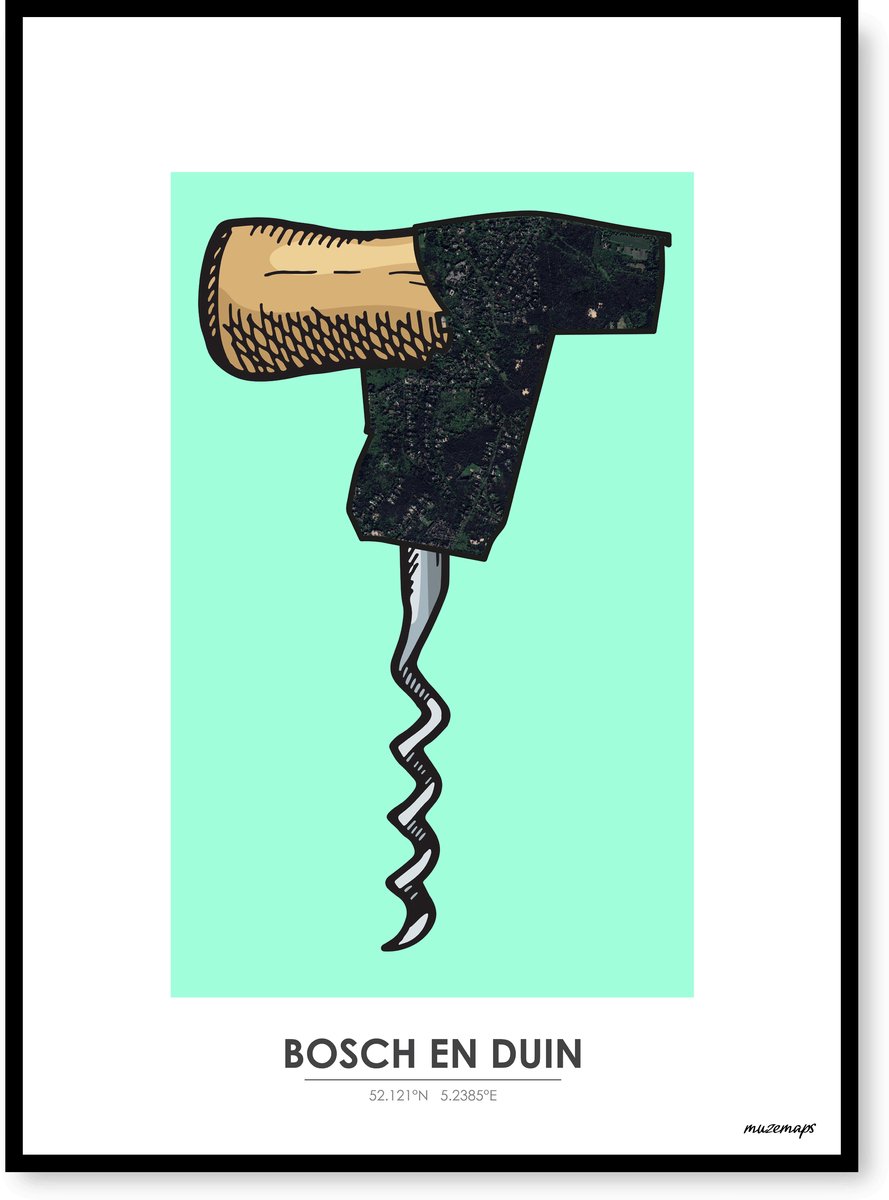 Poster Bosch en Duin - Handgemaakte stadskaart - Pop-Art Design - B2 (50 x 70 cm) - MuzeMaps