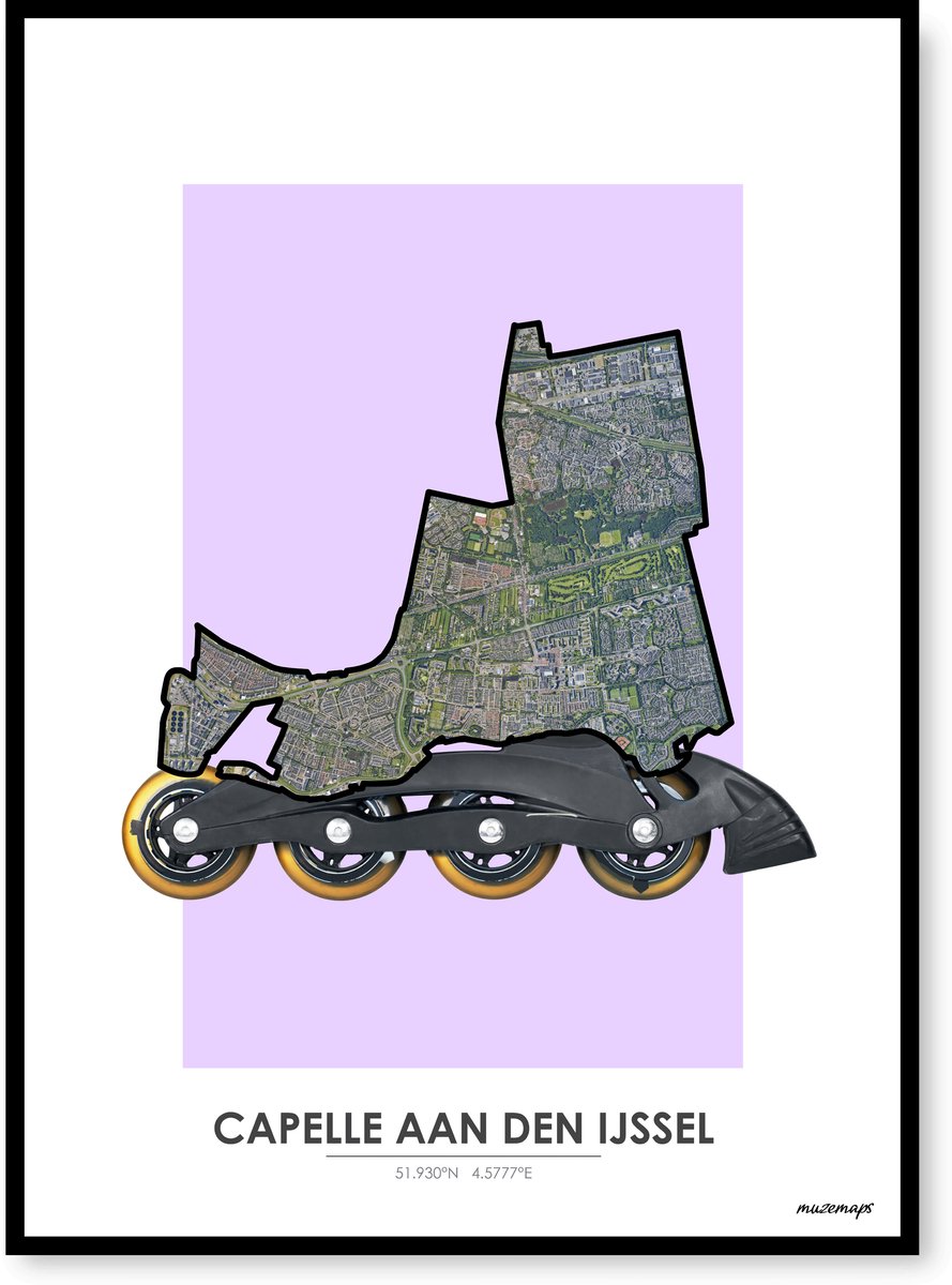 Poster Capelle aan den IJssel - Handgemaakte stadskaart - Pop-Art Design - B2 (50 x 70 cm) - MuzeMaps