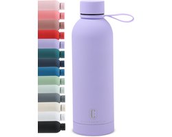 foto van Castagnola Waterfles - RVS Drinkfles 500 ML - Stalen Thermosfles - Drinkflessen voor Volwassenen - Dubbelwandig - Paars