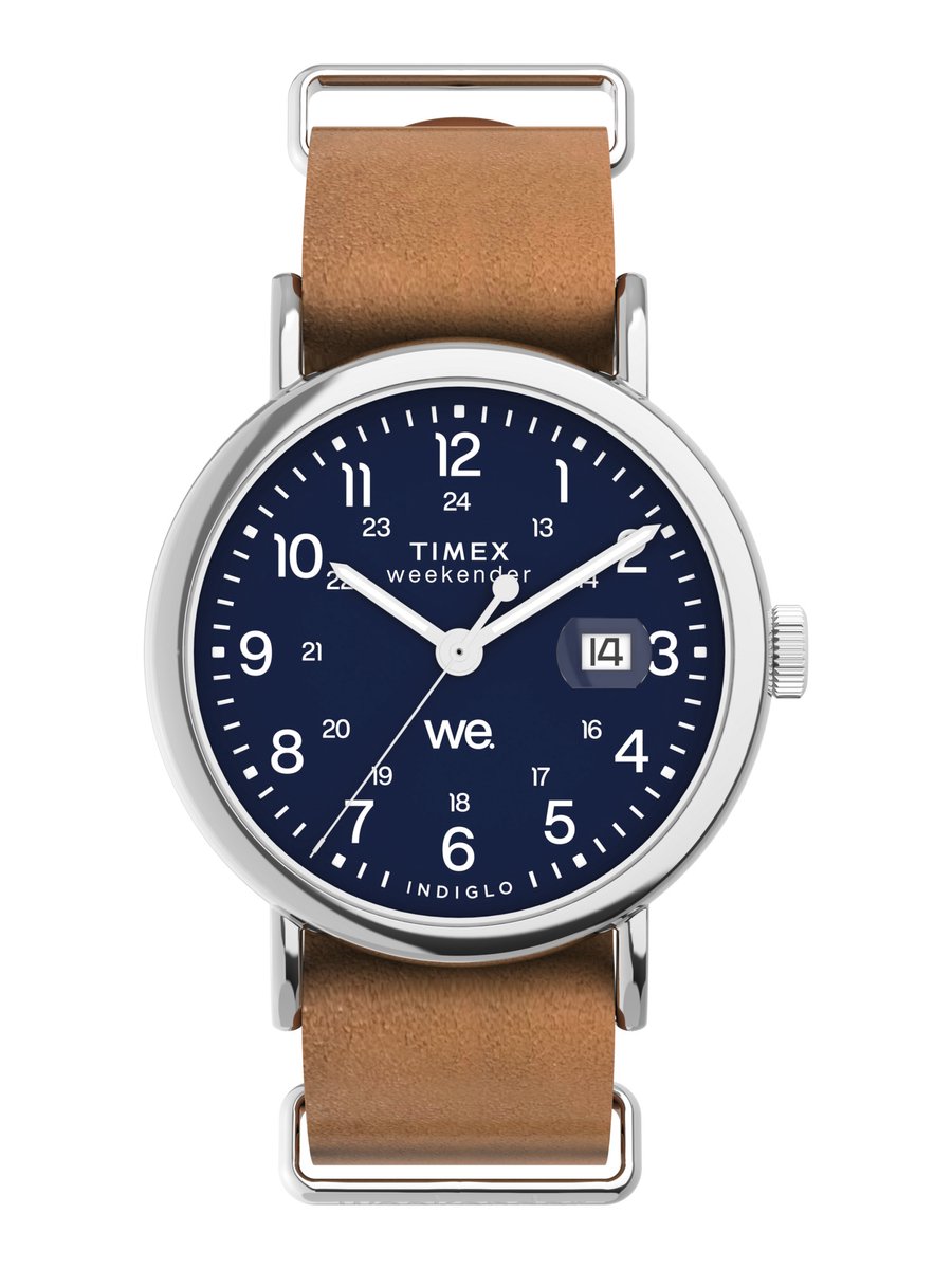 Timex Weekender Kwarts Analoog Horloge Bruin Blauw Case: 100% Low Lead Brass | Armband: 100% Leather 40 TW2W86800AJ, TW2W87000AJ
