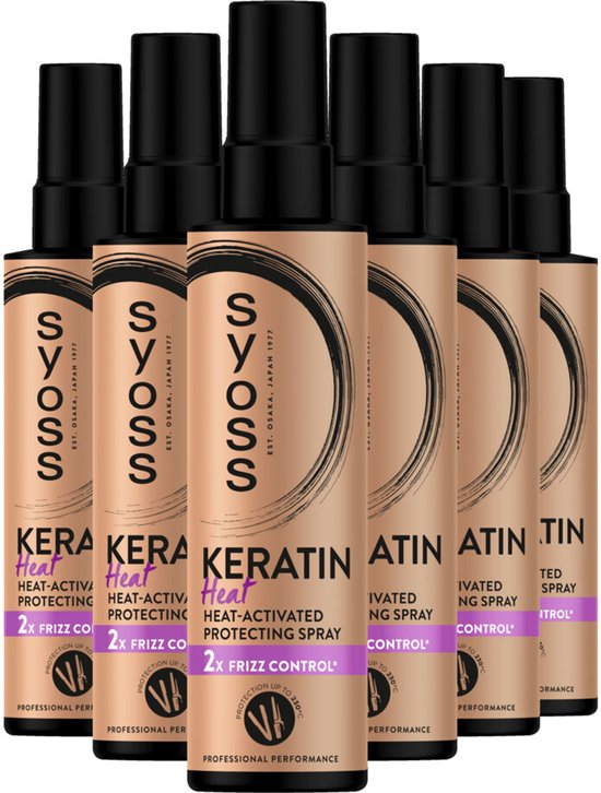 SYOSS Keratine Heatprotection Spray – Haarspray - Hittebescherming – Keratine Versterking - Langdurige Hold – Anti-Pluis - Voordeelverpakking - 6 x 200 ml