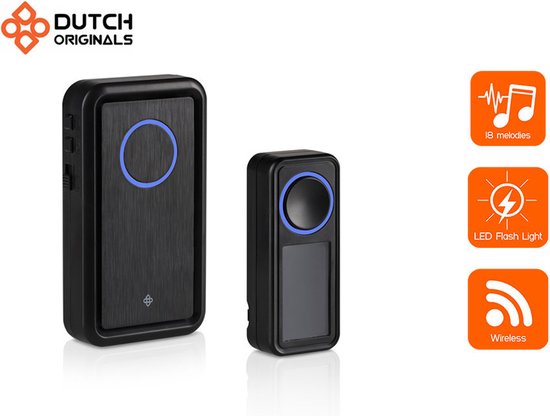 Sonnette sans fil Vlectro - Zwart - 2 récepteurs enfichables - Perfect pour les grandes maisons