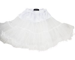 BamBella® - Onesize korte Petticoat Grote rok poffig Wit Tulle laagjes rokje doorzichtig onder rok dames