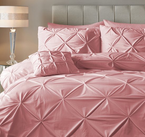 Sleeptime Velvet Pintuck Dekbedovertrek - Lits-Jumeaux - 240X200/260 + 2 x kussenslopen 60x70 - Roze van Merkloos — afbeelding 3