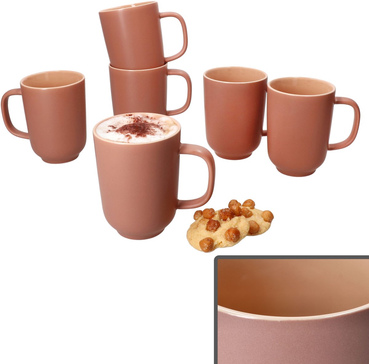 Set van 6 Jasper aardewerk koffiemokken met poeder - 414448