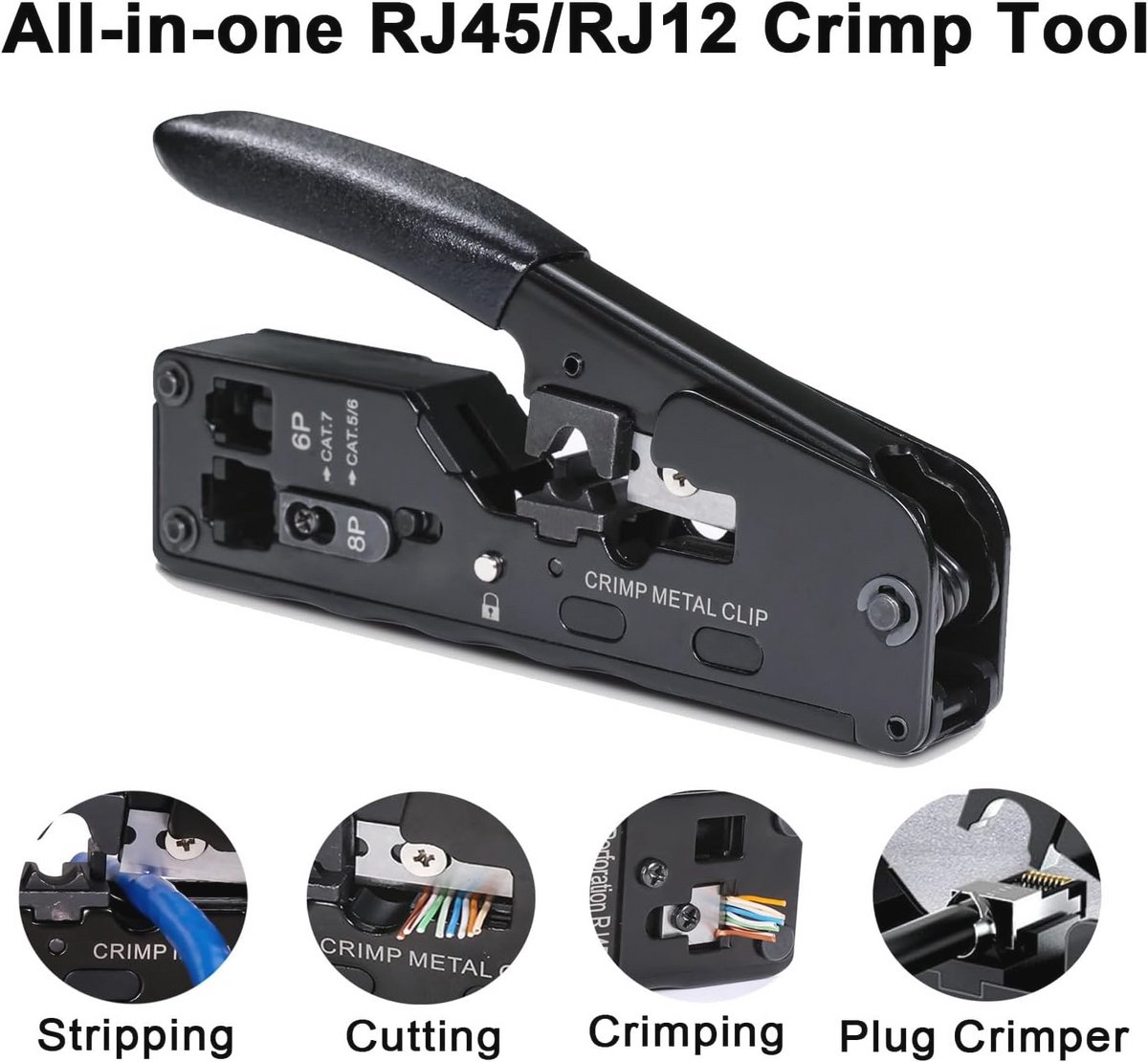 ZoeRax [Cat5 Cat6 Cat7 Pass Through Crimper] For RJ45 RJ12 RJ11 Network Connectors Modular Plugs Ethernet Cables EZ Crimp Tool - View #2