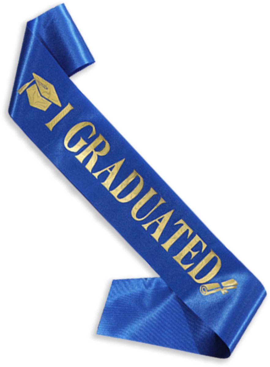 LUQ - Graduation Sjerp – Blauw met Gouden Tekst – Accessoire Geslaagd, Afstuderen & Graduation