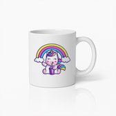 Schattige Eenhoorn Regenboog Mok – Lief Cartoon Ontwerp met Magische Sfeer – Perfect Cadeau voor Kinderen en Eenhoornliefhebbers