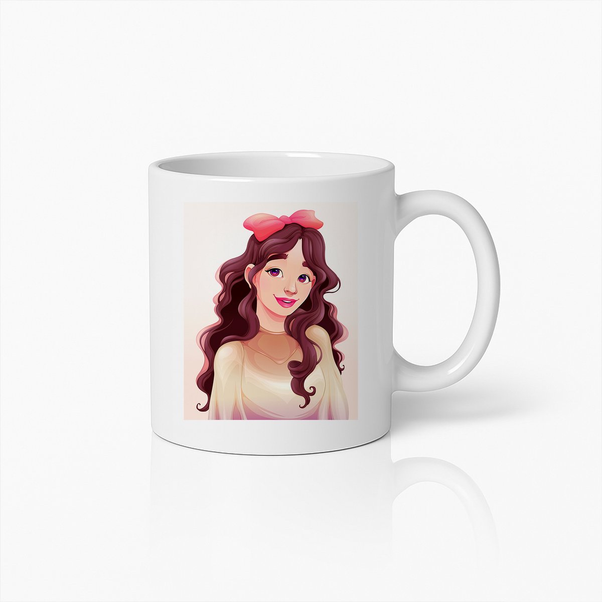 Elegante Meisjesportret Mok – Stijlvolle en Artistieke Koffiebeker Cadeau