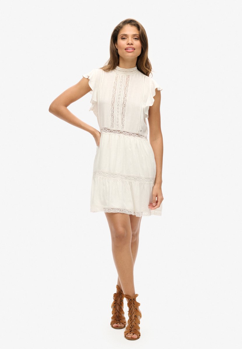 Superdry Mix Studios jurk met kant Dames Jurken New Chalk