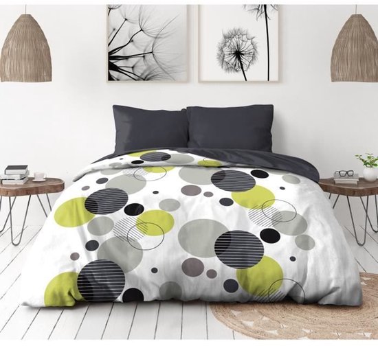 Microvezel Beddengoedset - HOME LINGE PASSION - SHIZUOKA - Overtrek 220 X 240 Cm 2 Kussenslopen 63 X 63 Cm Blauw