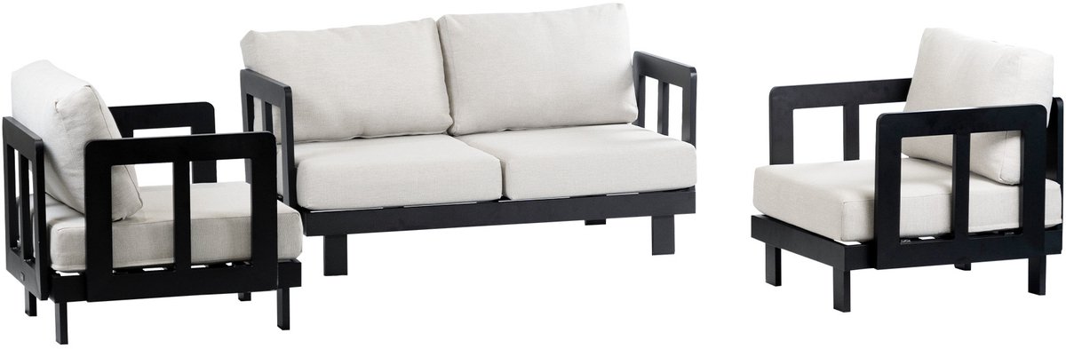 Stoel-bank loungeset Tulum | Black | 2-persoonsbank