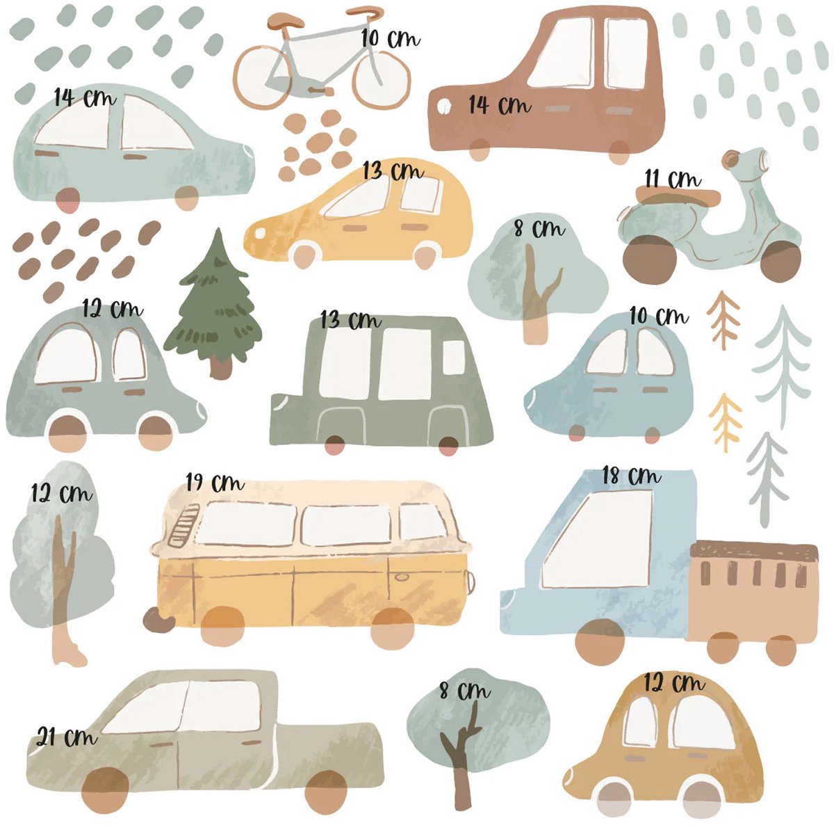 Decochic® - Muurstickers auto's - voertuigen - babykamer - kinderkamer - muurdecoratie