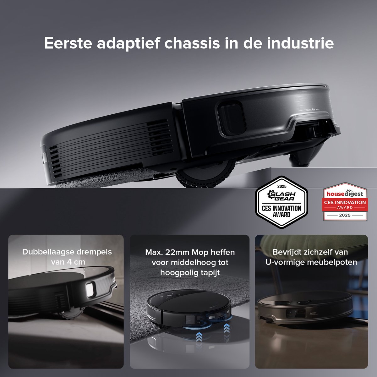 Afbeelding 2 van Roborock Saros 10R – Robotstofzuiger met Dweilfunctie, Zelfreinigend Station & Anti-Klit Borstels – Ultradun, Sterk, Slim
