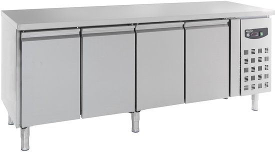 Combisteel Koelwerkbank - STANDARD LINE - 511L - 4 Deuren - +2°C/+8°C - Geforceerd - 2230x600x860mm