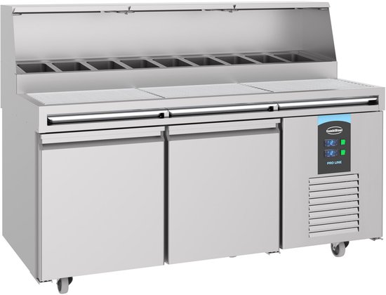 Combisteel Pizzawerkbank - 460L - 2 Deuren - Boven 9x 1/3 GN - -2°c/+8°c - Wielen - 1790x850x1300mm - Horeca Oven