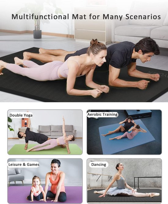 Grote Fitnessmat 200x130cm - 15mm Dikke Yogamat voor Thuis Gym & Yoga — afbeelding 5