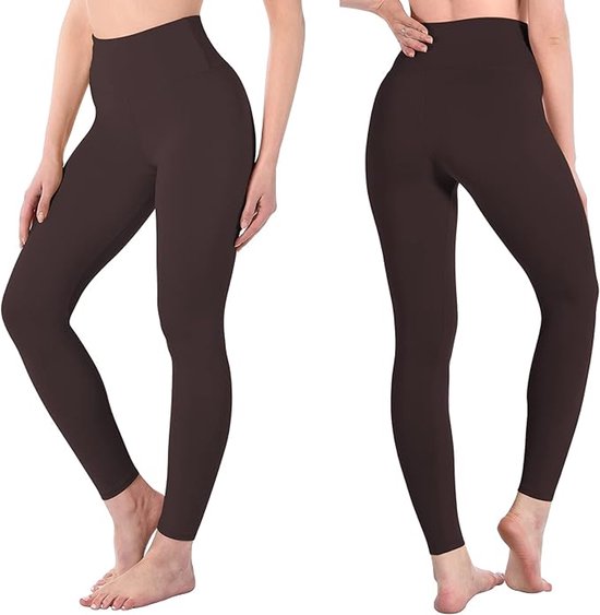 Legging met Hoge Taille voor Vrouwen - Boterzachte Yoga Broekjes voor Sport en Fitnes Donker Bruin S/M van Merkloos — afbeelding 3