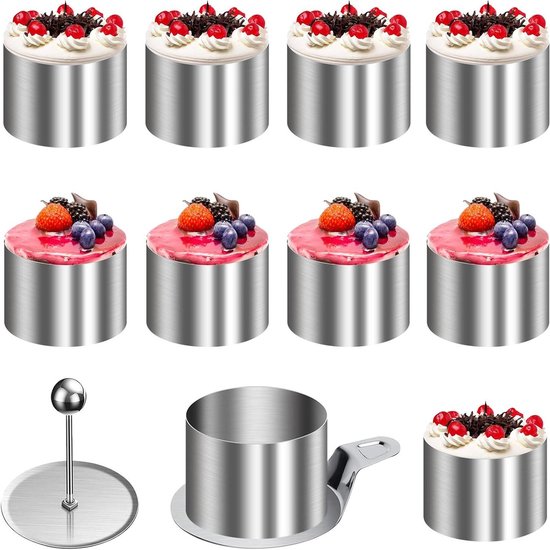 Small Dinner Rings Pack of 10 Dessert Rings and Dinner Rings Diameter 8 cm Stainless Steel ...