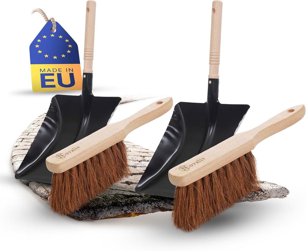 3x Stoffer en blik set Kokosvezel handbezem Stoffer en blik set Metaal Zwart geverfd Stoffer en blik Handbezem met zachte borstelharen Kokosvezel handbezemset Stoffer en blik Set Stoffer en blik
