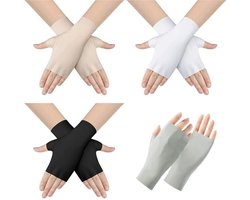 4 paar – Vingerloze handschoenen voor dames met bescherming tegen de zon – Zomer anti-UV antislip autohandschoenen – Ice Sense dunne handschoenen met halve mouwen – Ice Sense – Vier kleuren – 19*8.5*0.5 cm – Geschikt voor buitenactiviteiten