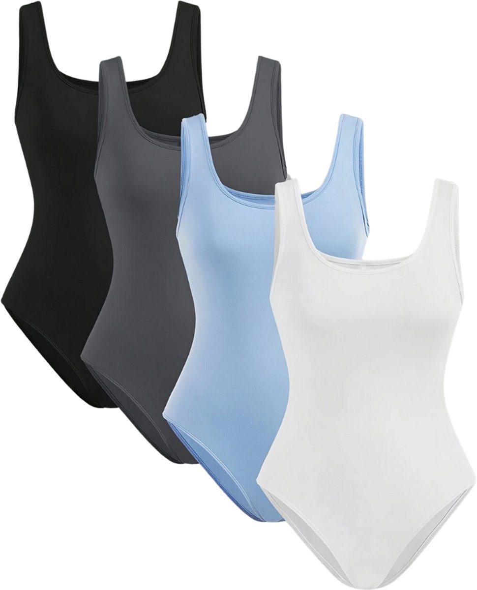 Nivard Bodysuit Dames - Jumpsuit - Corrigerend Ondergoed - Body plunge - Lingerie - Setje Vrouwen - 4 Pcs - Gemengd