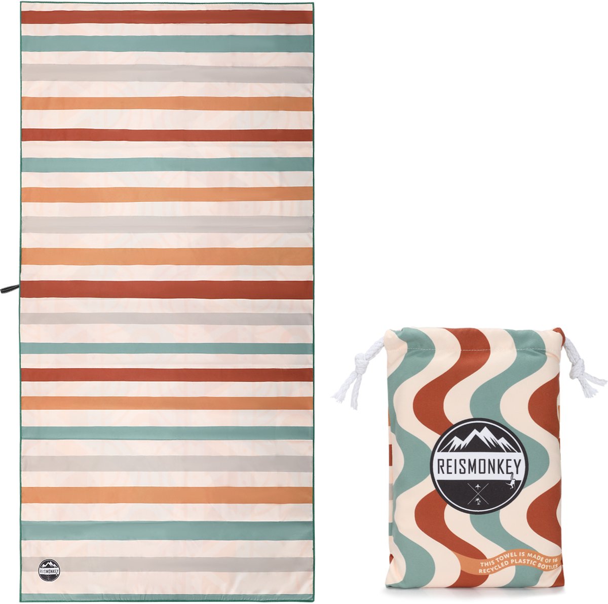 Sneldrogende Microvezel Handdoek – 175cm -Sneldrogende Microvezel Handdoek – 175cm - gerecycled - Licht en compacte reishanddoek - Strandlaken – Namaste - Reismonkey Licht en compacte reishanddoek - Strandlaken – Stripes - Reismonkey