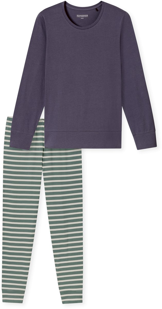 Schiesser Pyjama lang - Dames - Pyjamas indigo: indigoblauw