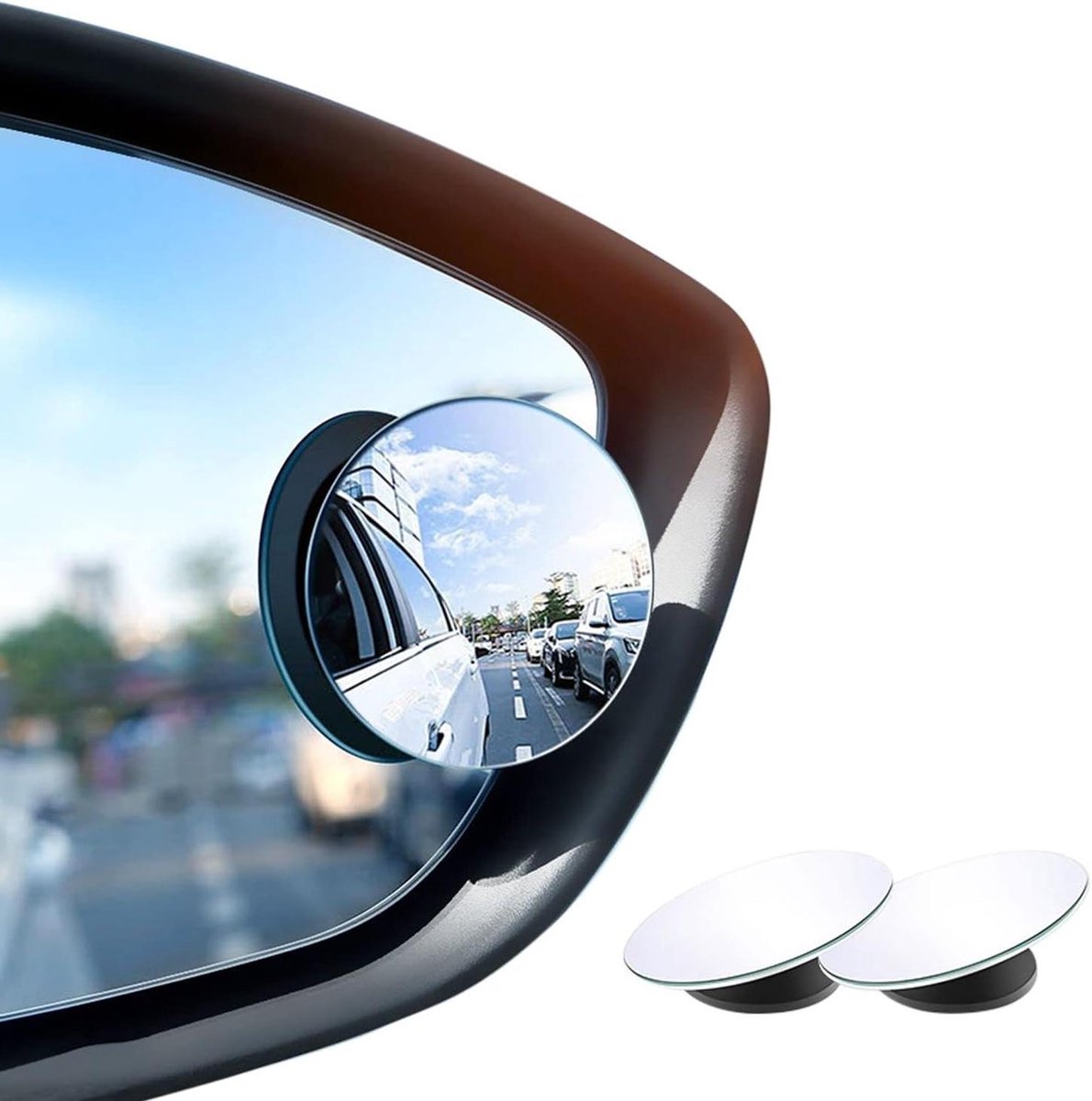 Image of Achteruitkijkspiegel 2 stuks voor auto's - 360° draaibare convexe bolle achteruitkijkspiegel waterdicht voor universele auto's